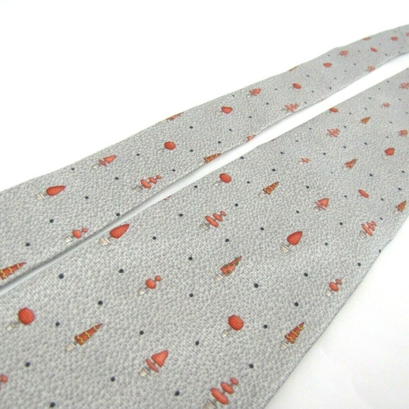 BVLGARI Tie Gray Pictorial Topiary Seven 7 Fold - Picture 7 of 8